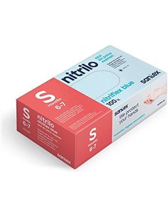 Gants d'examen en nitrile Santex Nitriflex Bleu, paquet de 100, taille S - 3,5 grammes - Sans poudre - Sans latex - Non stériles