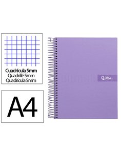Cahier spirale liderpapel crafty couverture contrecollée a4 240p 90g/m2 5x5mm mnicroperforé 4 trous coloris violet.