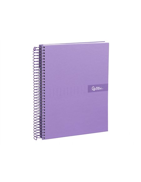 Cahier spirale liderpapel crafty couverture contrecollée a4 240p 90g/m2 5x5mm mnicroperforé 4 trous coloris violet.