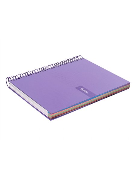 Cahier spirale liderpapel crafty couverture contrecollée a4 240p 90g/m2 5x5mm mnicroperforé 4 trous coloris violet.