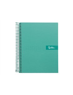 Cahier spirale liderpapel crafty couverture contrecollée a4 240p 90g/m2 5x5mm microperforé 4 trous coloris turquoise. 2