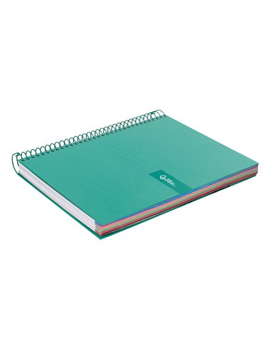 Cahier spirale liderpapel crafty couverture contrecollée a4 240p 90g/m2 5x5mm microperforé 4 trous coloris turquoise.