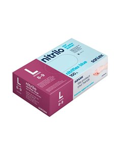 Gants d'examen en nitrile Santex Nitriflex Bleu, paquet de 100, taille L - 3,5 grammes - Sans poudre - Sans latex - Non stériles