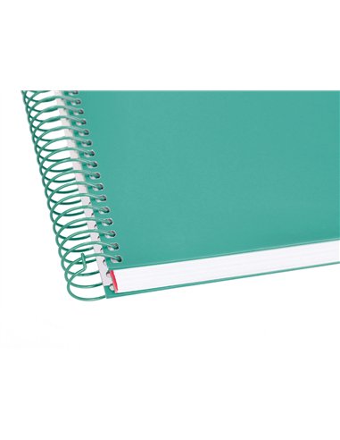 Cahier spirale liderpapel crafty couverture contrecollée a4 240p 90g/m2 5x5mm microperforé 4 trous coloris turquoise.