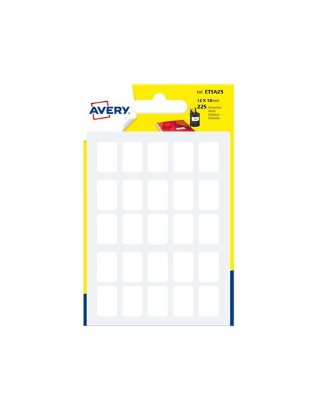 Etiquette manuscrite avery 12x18mm coloris blanc pochette 225 unites.