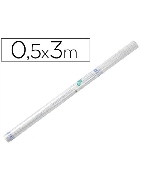 Couvre-livres liderpapel adhésif repositionnable 0.5x3m rouleau plastique 50 microns.