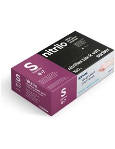 Gants d'examen en nitrile Santex Nitriflex Black Soft, paquet de 100, taille S - 3,5 grammes - Sans poudre - Sans latex - Non st