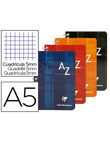 Répertoire clairefontaine reliure intégrale papier vélin velouté couverture lavable a5 148x210mm 180 pages 90g 5x5.