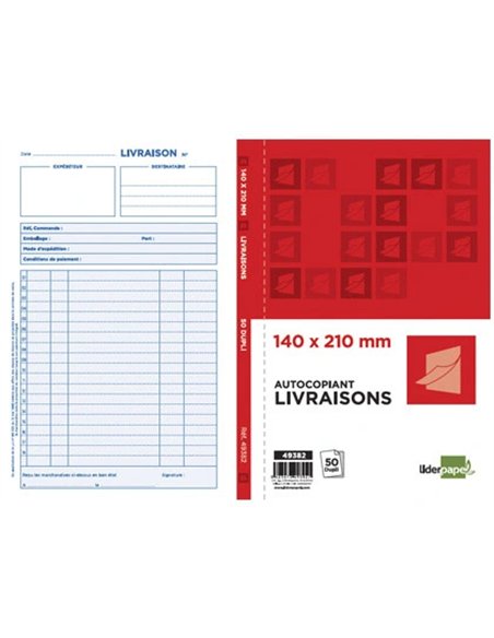 Manifold autocopiant liderpapel livraisons 140x210mm 50 duplis.