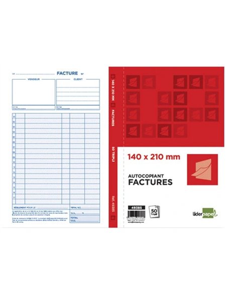 Manifold autocopiant liderpapel factures 140x210mm 50 triplis.
