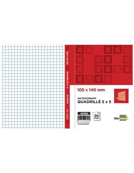 Manifold autocopiant liderpapel 105x140mm quadrillé 5x5 50 duplis.