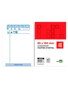 Bloc maître hôtel liderpapel papier autocopiant 85x150mm 50 triplis.