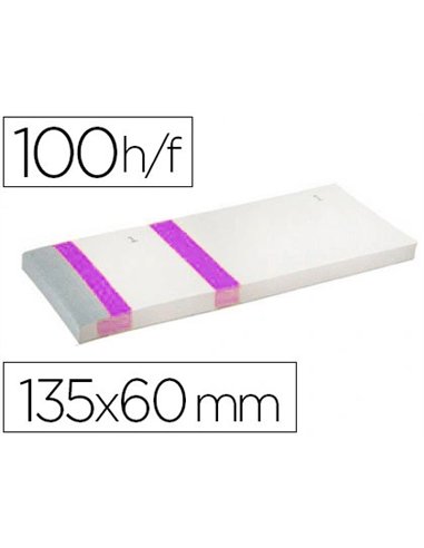 Bloc vendeur liderpapel 2 coupons détachables 100 feuilles 60x135mm papier blanc bande couleur coloris violet.