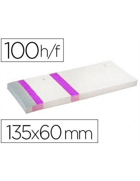 Bloc vendeur liderpapel 2 coupons détachables 100 feuilles 60x135mm papier blanc bande couleur coloris violet.