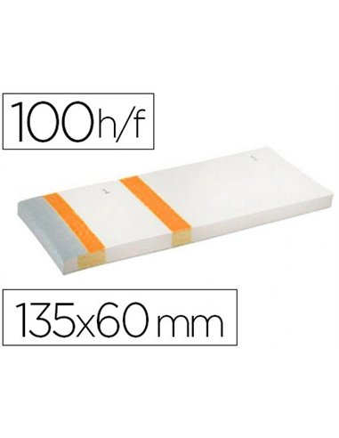Bloc vendeur liderpapel 2 coupons détachables 100 feuilles 60x135mm papier blanc bande couleur coloris orange.