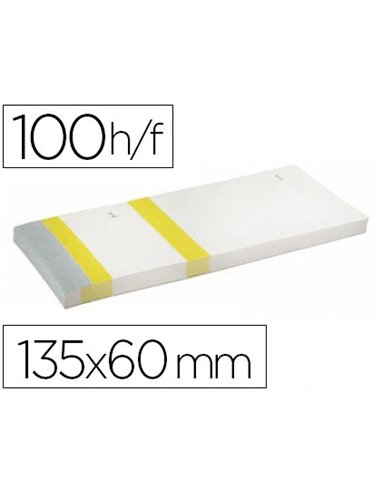 Bloc vendeur liderpapel 2 coupons détachables 100 feuilles 60x135mm papier blanc bande couleur coloris jaune.