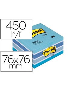 Bloc-notes post-it cube 76x76mm 450f repositionnables coloris light relax.