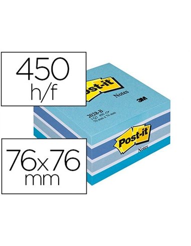 Bloc-notes post-it cube 76x76mm 450f repositionnables coloris light relax.