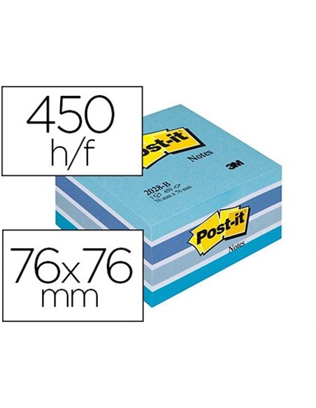 Bloc-notes post-it cube 76x76mm 450f repositionnables coloris light relax.