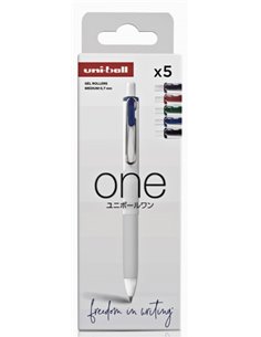 Lot de 5 stylos à encre gel Uni-ball UMN-S-07 - Pointe à bille 0,7 mm - Écriture ultra-douce - Prise en main douce et confortabl