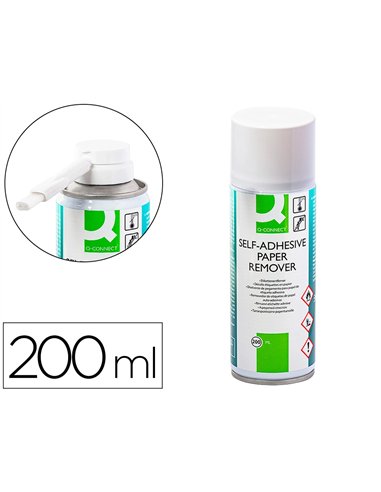 Aérosol q-connect décolle étiquettes adhésives en papier flacon 200ml.