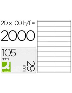 Étiquette adhésive q-connect 105x29mm coins droits imprimante jet d'encre laser copieur boîte 100 feuilles 2000 unités.