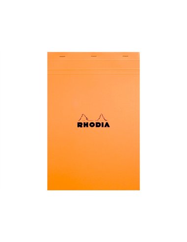 Bloc bureau rhodia a6+ papier vélin surfin couverture enduite enveloppante 110x170mm 80f détachables 80g 5x5mm orange.