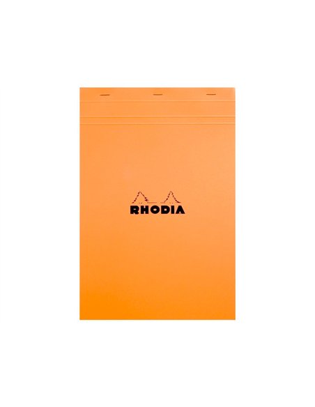 Bloc bureau rhodia a6+ papier vélin surfin couverture enduite enveloppante 110x170mm 80f détachables 80g 5x5mm orange.