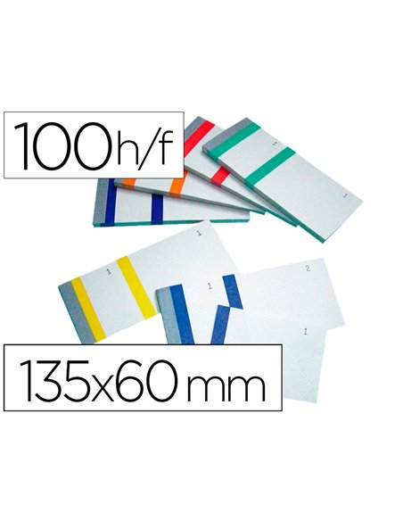 Bloc vendeur liderpapel 2 coupons détachables 100 feuilles 60x135mm papier blanc bande couleur coloris assortis.
