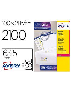 Etiquette autocollante avery adresse recyclee laser blanc 63,5 x 72mm boite de 1200.