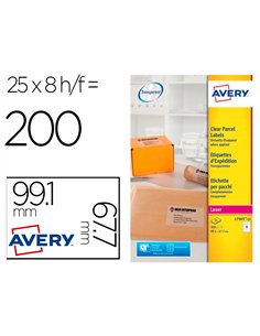 Etiquette autocollante avery expedition laser transparent99,1 x 67,7 mm boite de 200.