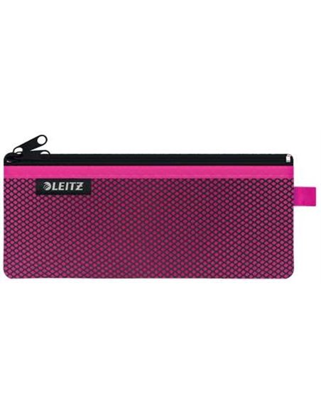 Sac fourre-tout moyen Leitz WOW à 2 compartiments - 85 x 6 x 210 mm - Lavable et résistant - Fermeture éclair - Fuchsia
