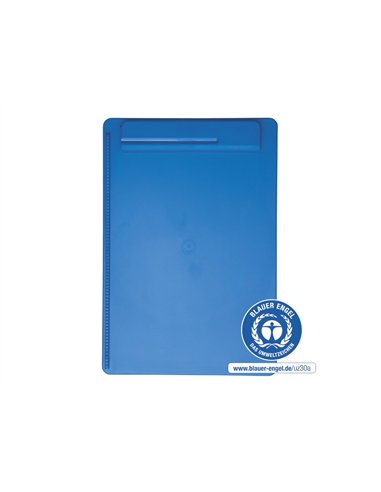Porte-bloc maul go a4 plastique recycle porte-stylo integre dans pince coloris bleu.