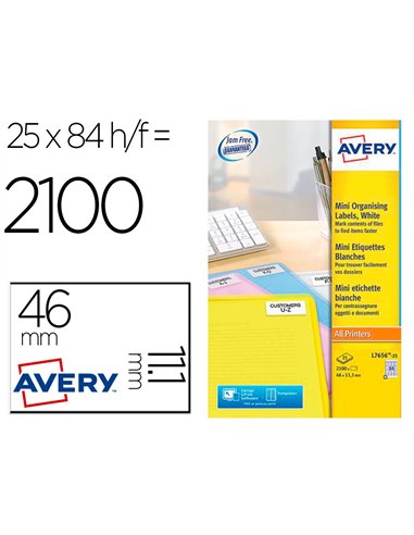 Mini etiquette avery ilc blanc 22 x 12,7 mm boite de 1200.