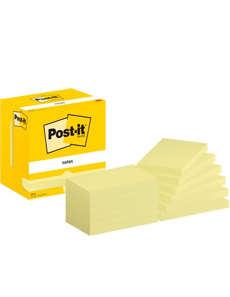 Bloc-notes post-it 655 76x127mm 100f/bloc repositionnables coloris jaune.