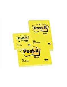 Bloc-notes post-it 655 76x127mm 100f/bloc repositionnables coloris jaune. 2