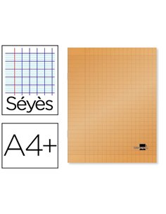 Cahier piqué liderpapel couverture plastique souple a4+ 24x32cm 96 pages séyès coloris orange.