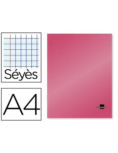 Cahier piqué liderpapel couverture plastique souple a4 21x29,7cm 96 pages séyès coloris rouge.