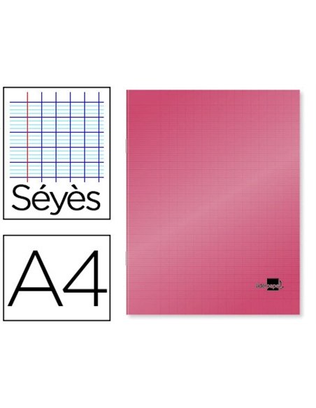Cahier piqué liderpapel couverture plastique souple a4 21x29,7cm 96 pages séyès coloris rouge.