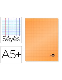 Cahier piqué liderpapel couverture plastique souple a5+ 17x22cm 90g 96 pages séyès coloris orange.