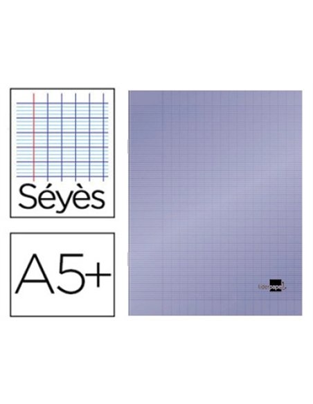 Cahier piqué liderpapel couverture plastique soup le a5+ 17x22cm 90g 96 pages séyès coloris violet.