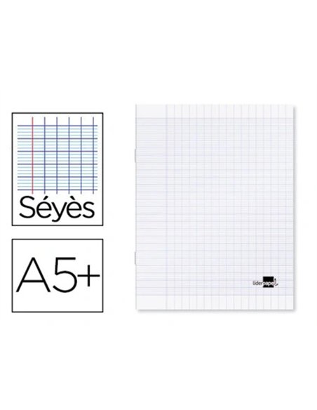 Cahier piqué liderpapel couverture plastique souple a5+ 17x22cm 90g 96 pages séyès incolore.