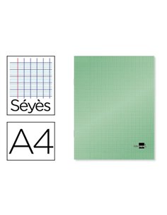 Cahier piqué liderpapel couverture plastique souple a4 21x29,7cm 96 pages séyès coloris vert.