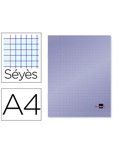 Cahier piqué liderpapel couverture plastique souple a4 21x29,7cm 96 pages séyès coloris violet.