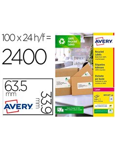 Etiquette autocollante avery adresse recyclee laser blanc 99,1 x 38,1 mm boite de 1400.