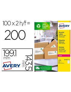 Etiquette autocollante avery adresse recyclee laser blanc199,6 x 143,5 mm boite de 200.