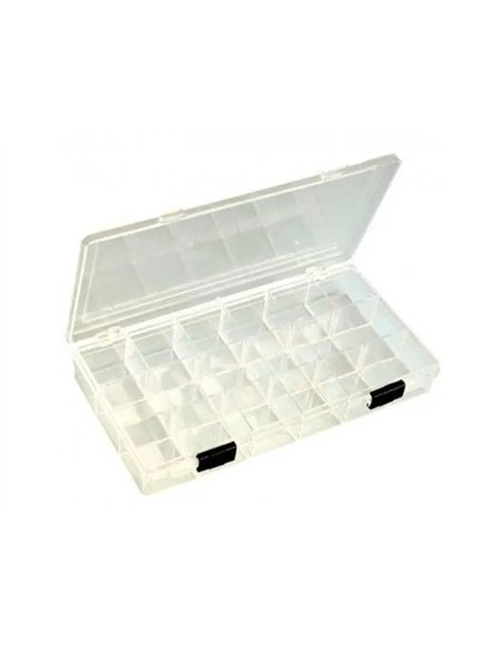 Boite rangement 18 cases graine creative plastique transparent 21x11x3 cm.