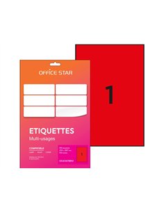 Etiquette office star impression laser jet encre et copieur 210x297mm coloris rouge pochette 50 unites.