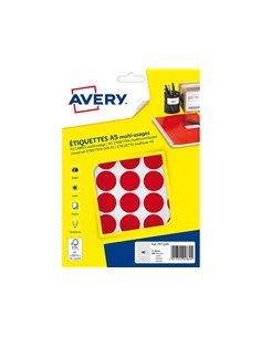 Pastille adhesive apli impression laser jet encre et copieur diametre 24mm permanente coloris rouge.