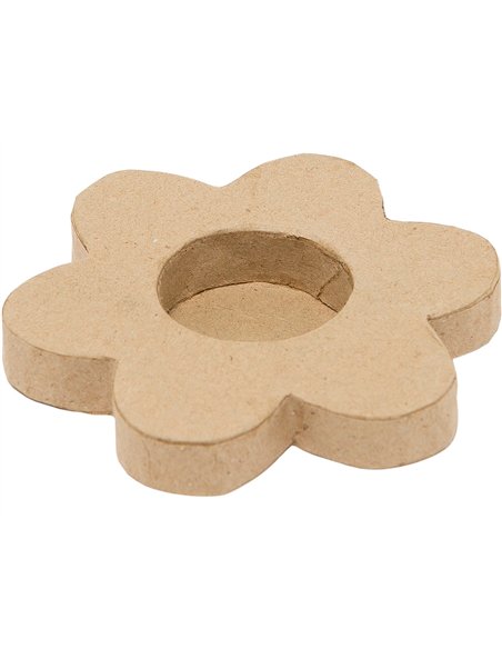 Bougeoir o'color carton a decorer forme fleur 10cm lot 5 unites.
